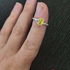 Elegant Yellow Gemstone Silver Ring